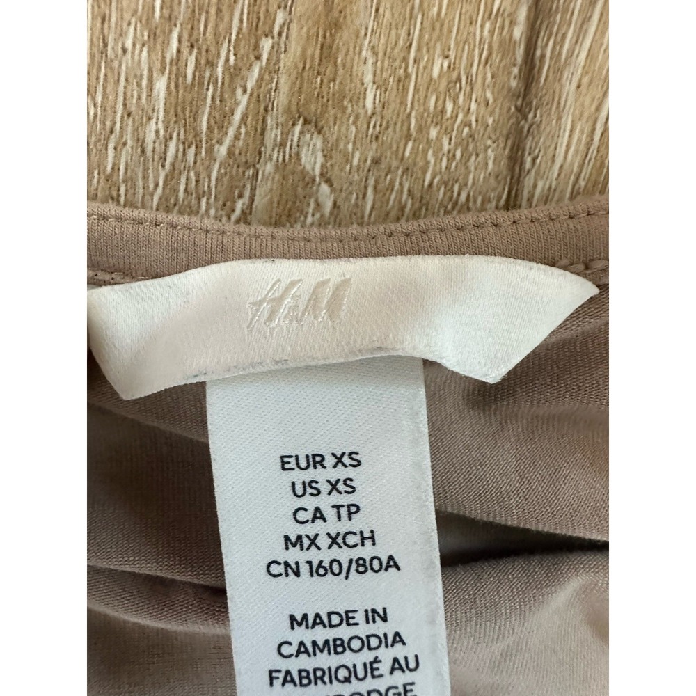 H&M Taupe Square Neck Bodysuit XS Sleeveless Stretch Minimalist Neutral Top - Picture 4 of 6